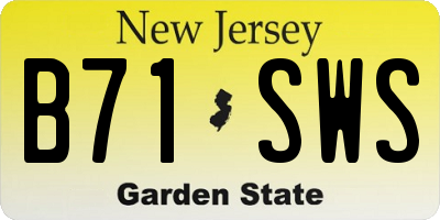 NJ license plate B71SWS