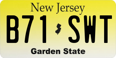NJ license plate B71SWT