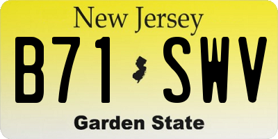 NJ license plate B71SWV