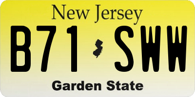 NJ license plate B71SWW