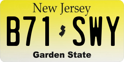NJ license plate B71SWY