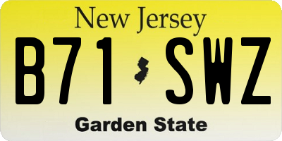 NJ license plate B71SWZ