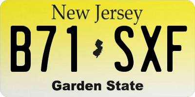 NJ license plate B71SXF