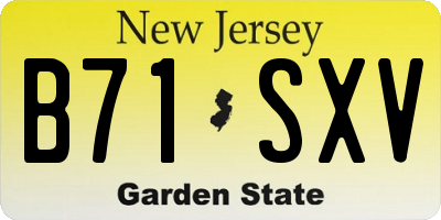 NJ license plate B71SXV