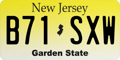 NJ license plate B71SXW