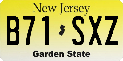 NJ license plate B71SXZ