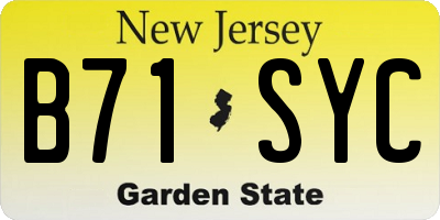 NJ license plate B71SYC