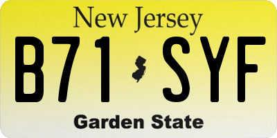 NJ license plate B71SYF