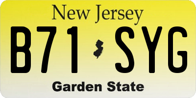 NJ license plate B71SYG