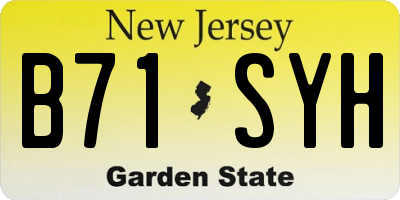 NJ license plate B71SYH