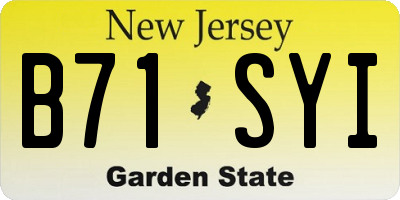 NJ license plate B71SYI