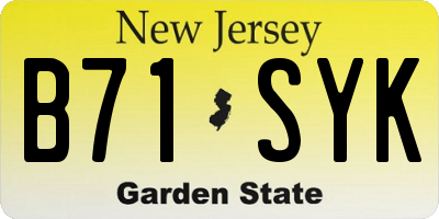 NJ license plate B71SYK