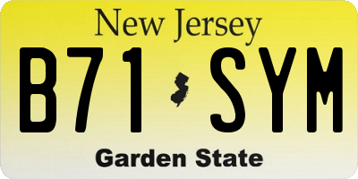 NJ license plate B71SYM