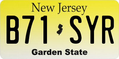 NJ license plate B71SYR