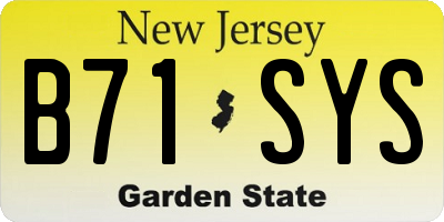 NJ license plate B71SYS