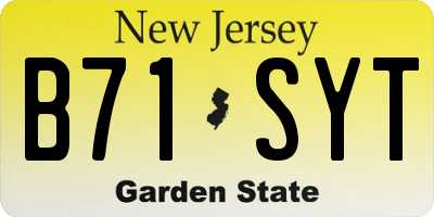 NJ license plate B71SYT