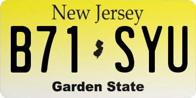 NJ license plate B71SYU
