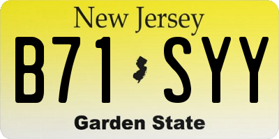 NJ license plate B71SYY