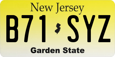NJ license plate B71SYZ