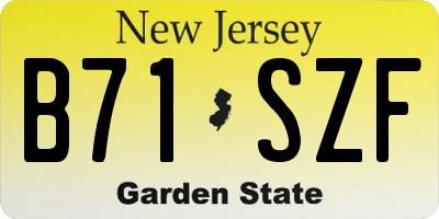NJ license plate B71SZF