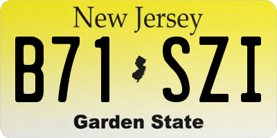 NJ license plate B71SZI