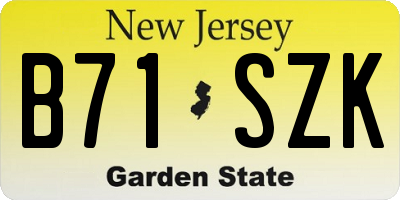 NJ license plate B71SZK