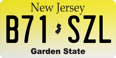 NJ license plate B71SZL
