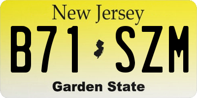 NJ license plate B71SZM