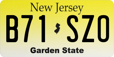 NJ license plate B71SZO
