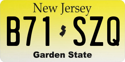 NJ license plate B71SZQ