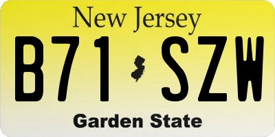 NJ license plate B71SZW
