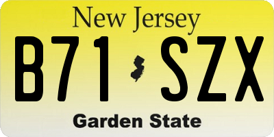 NJ license plate B71SZX