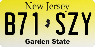 NJ license plate B71SZY