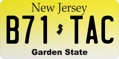 NJ license plate B71TAC