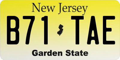 NJ license plate B71TAE