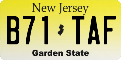NJ license plate B71TAF