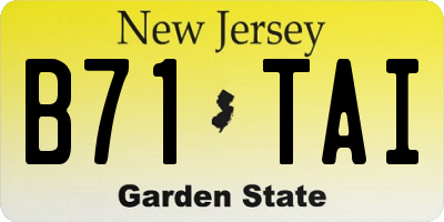 NJ license plate B71TAI
