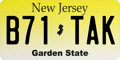 NJ license plate B71TAK