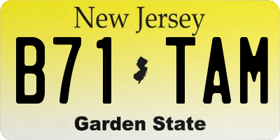 NJ license plate B71TAM