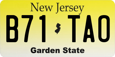 NJ license plate B71TAO