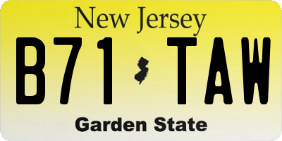 NJ license plate B71TAW
