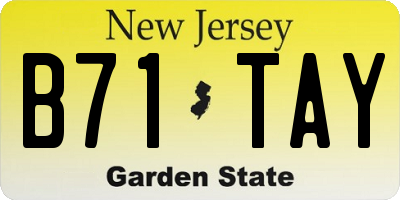 NJ license plate B71TAY