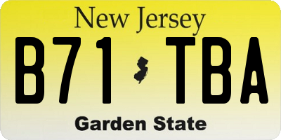 NJ license plate B71TBA