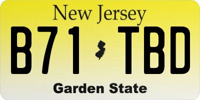NJ license plate B71TBD