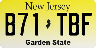 NJ license plate B71TBF