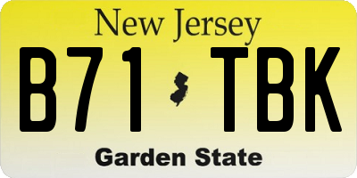 NJ license plate B71TBK