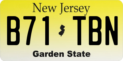 NJ license plate B71TBN