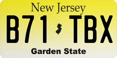 NJ license plate B71TBX