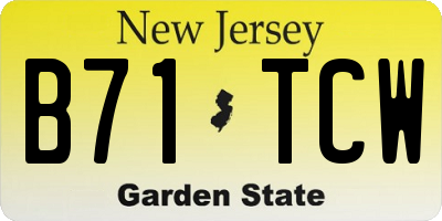 NJ license plate B71TCW