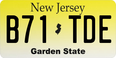 NJ license plate B71TDE